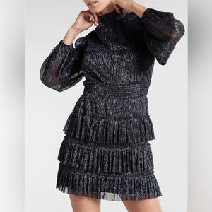 Express Navy & Metallic Long Sleeve Mini Dress